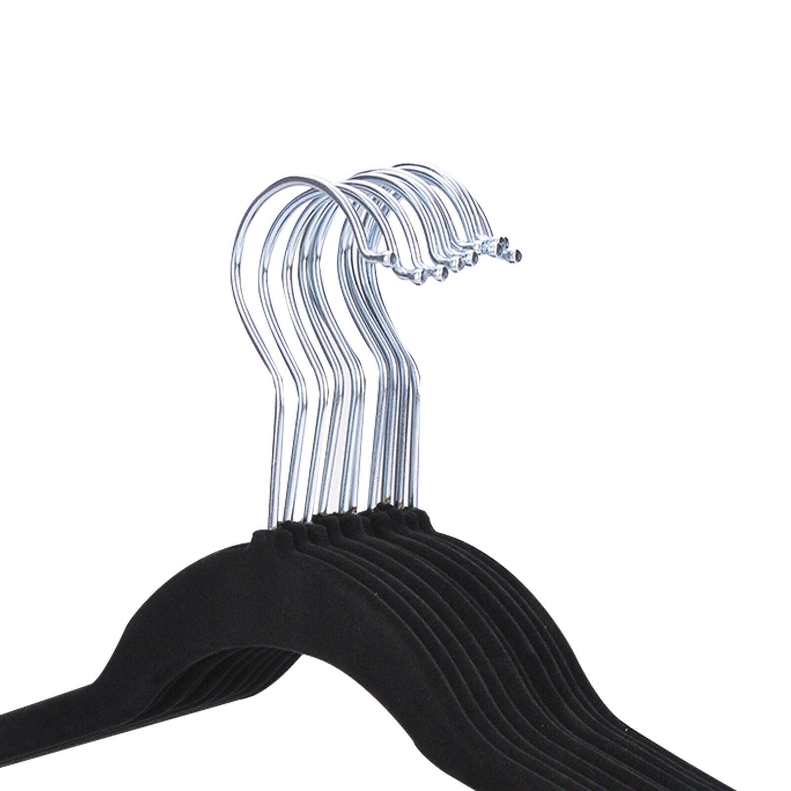100× Strong Non Slip Velvet Flocked Clothes Hangers Curved Dresses Coat Hanging