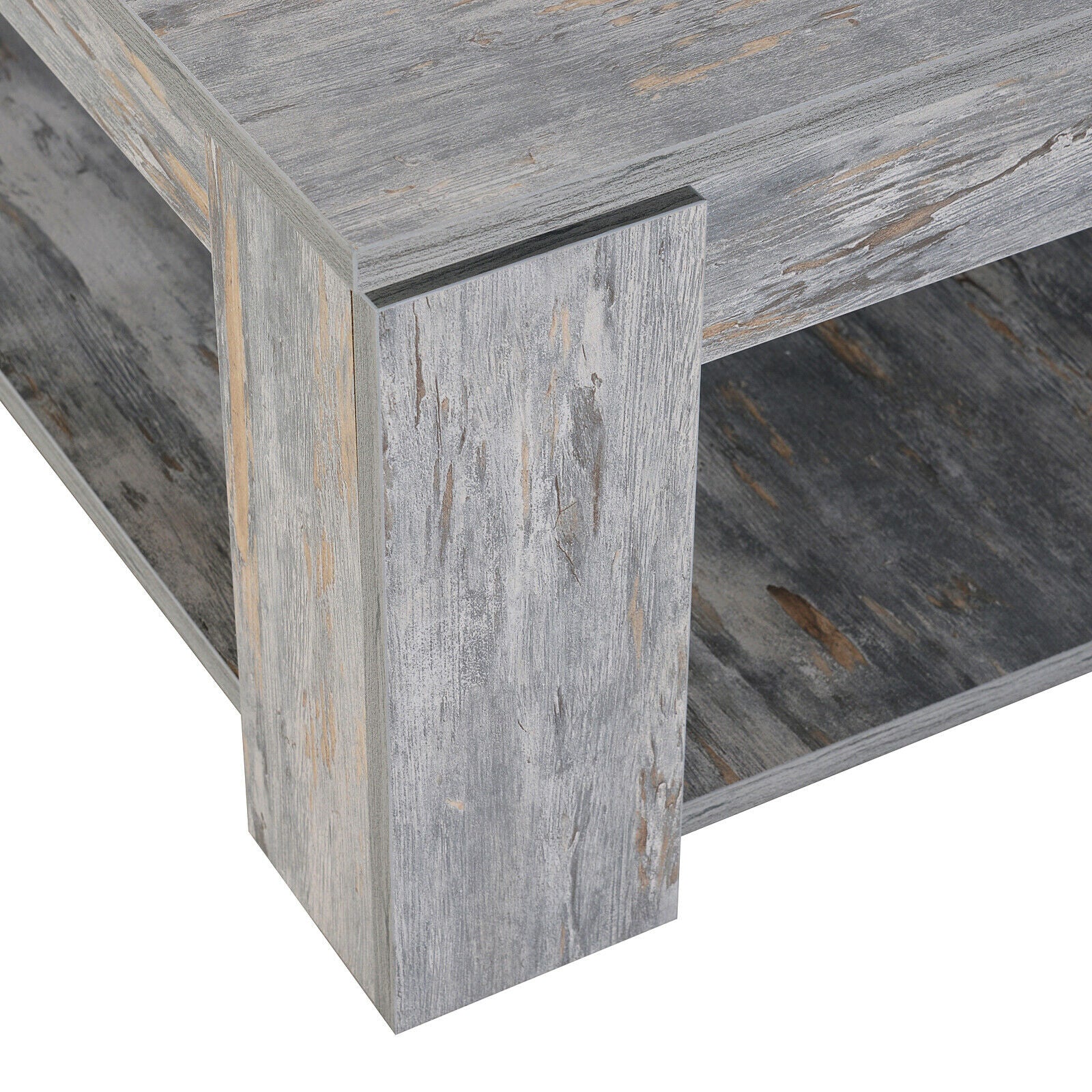 Coffee Table 2 Tier Accent End Console Table Bottom Shelf Storage Living Room