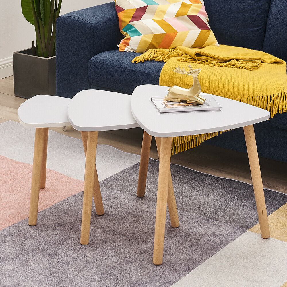 Nest of 3 Side Lamp Coffee Tables Furniture Nested Tables Living Room Tea Tables