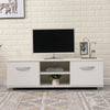 TV Cabinet with 2 High Gloss Doors&2 Shelves Matt Body, White/Black