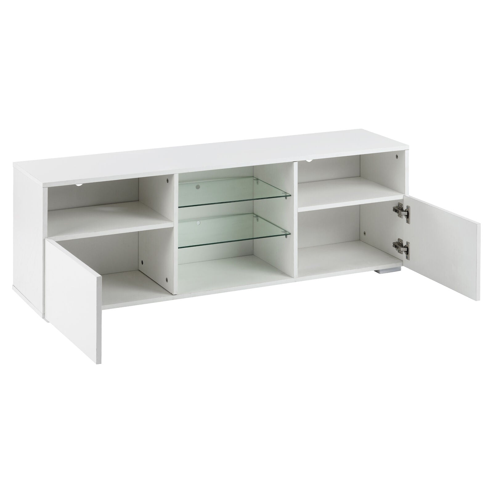 White Modern TV Stand Sideboard Cabinet Matt Body High Gloss Doors LED Lights
