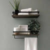 2X Rustic Wall Shelf Kitchen Storage Spice Rack Wooden Towel Holder Display Rack