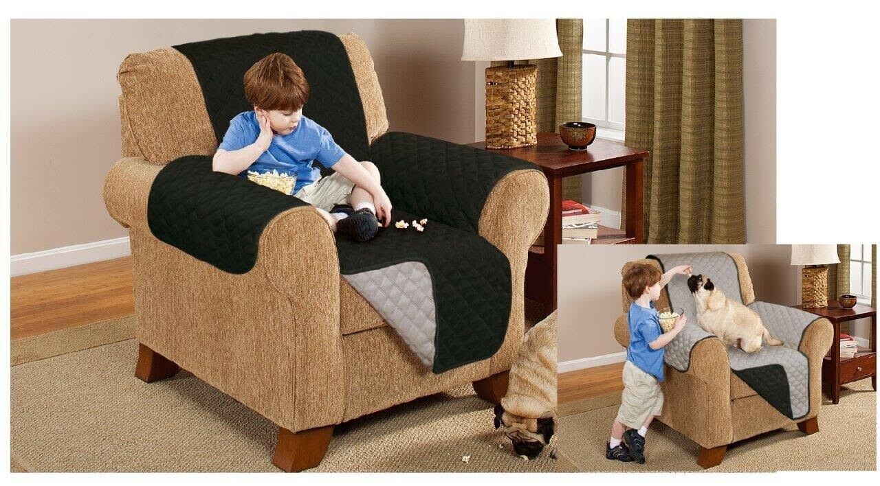 Quilted Sofa Cover Furniture Protector Throw Waterproof WITH STRAP