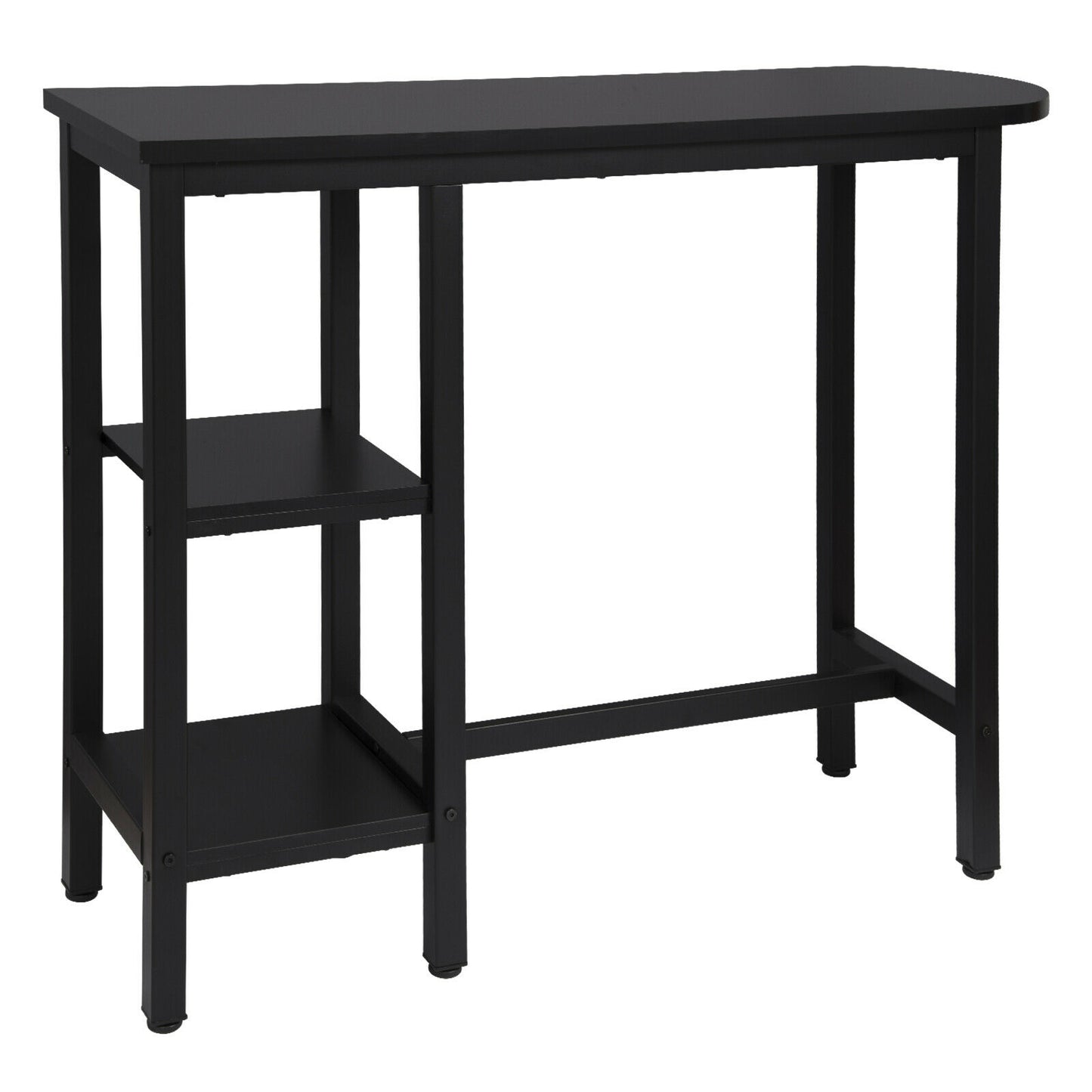 Bar Table with 2 Storage Shelves Breakfast Dining Table Kitchen Bistro MDF Metal