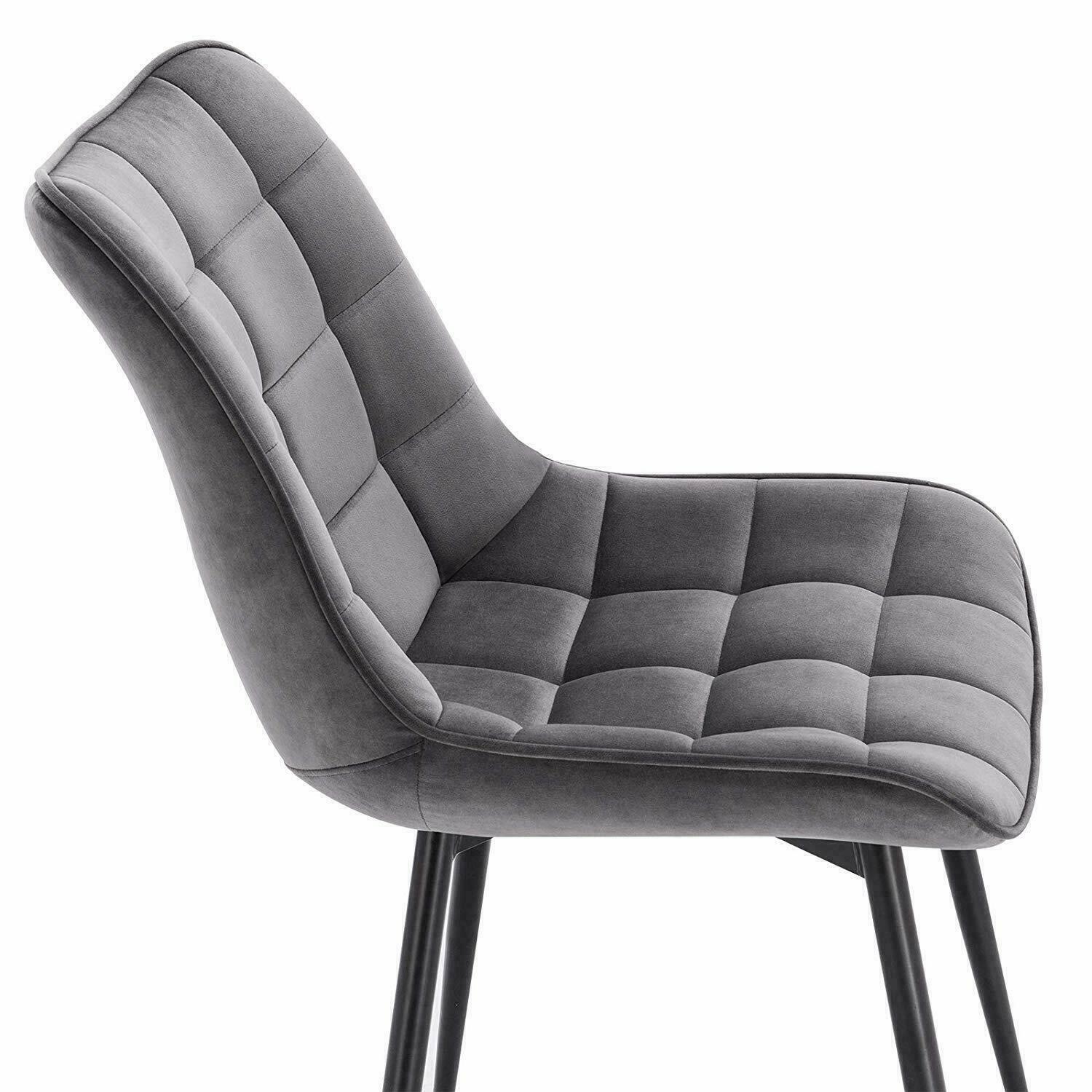 2xDining Chairs Kitchen Living Room Chairs with Velvet Counter Chairs Light Grey
