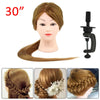 30'' Salon Hairdressing Training Head 50% Real Human Hair Mannequin Doll & Clamp