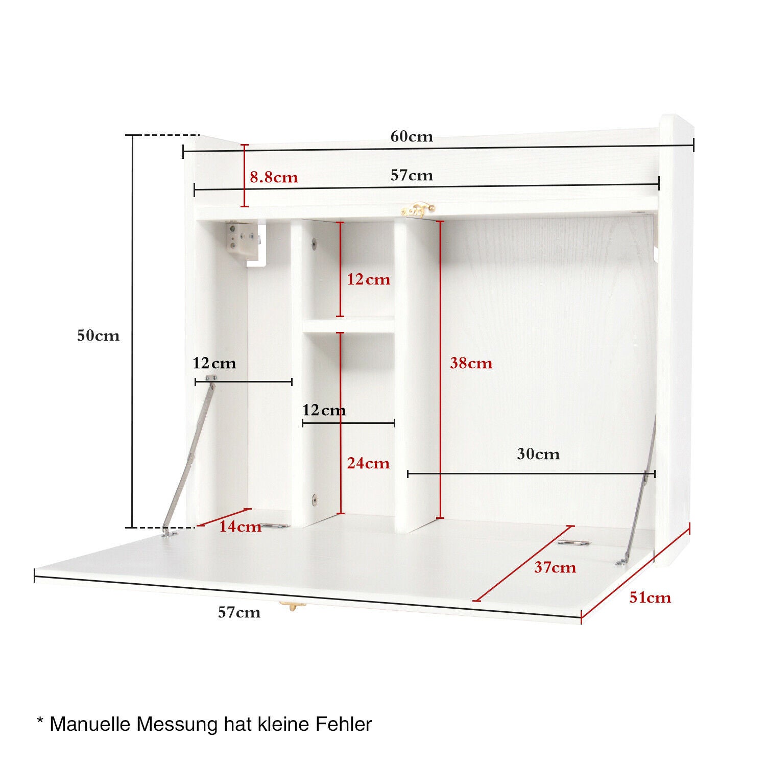 Wall-Mounted Folding Table Laptop Computer Desk with Shelves Cabinet Home Study