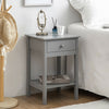 Bedside Drawer with Shelf Cabinet Side Table Storage Unit - Grey