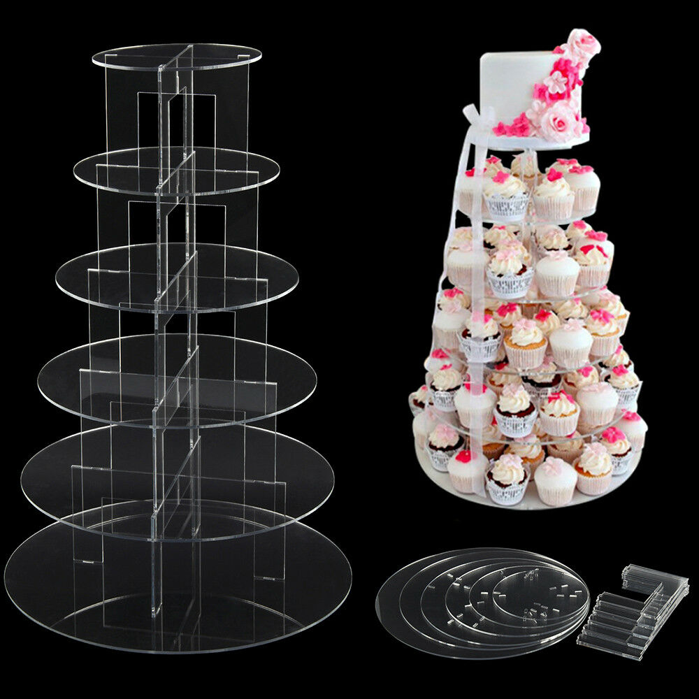 Clear Acrylic Round Cupcake Stand Display WeddingParty 5/6/7 tier Cup Cake Stand