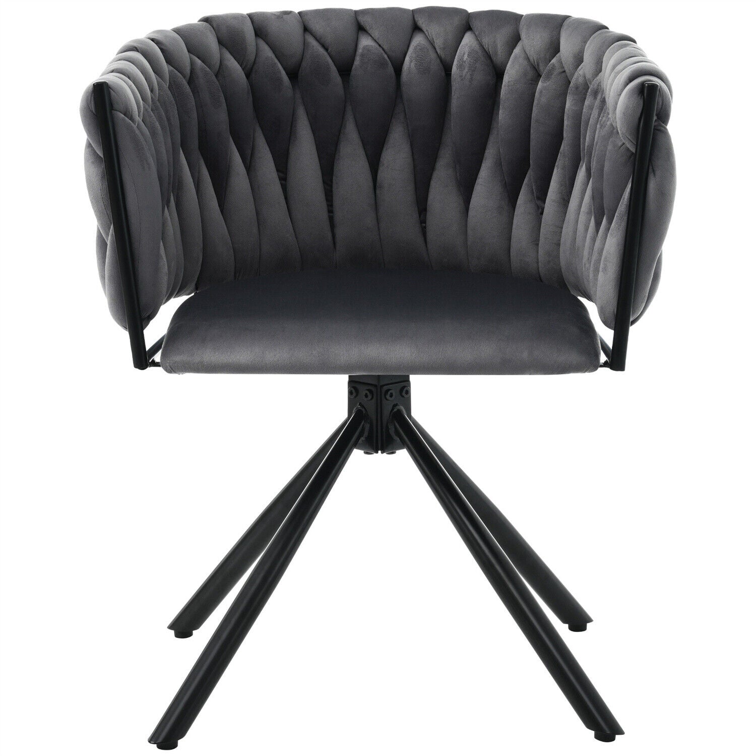 Velvet Dining Chair with Metal Legs Kitchen Chair Swivel Armchair Modern Grey HT