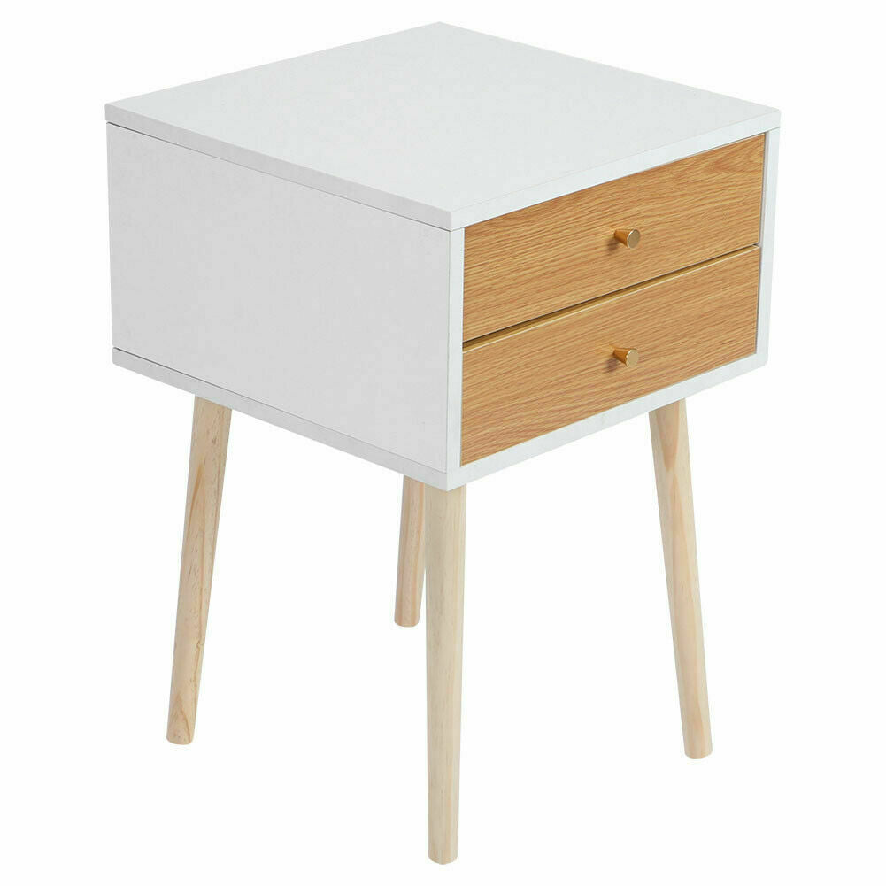 Modern Bedside Table Cabinet Chest of Drawer Nightstand 2 Drawers Furniture Wood