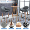 2 PCs Modern Upholstered Fabric Bucket Seat Bar Stools w/ Wood Legs Grey
