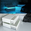 High Gloss Bedside Table Nightstand Chest Cabinet Unit with Drawers LED Lighting