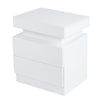 White LED Light Bedside Table Nightstand Cabinet High Gloss 2 Drawers Flip Cover