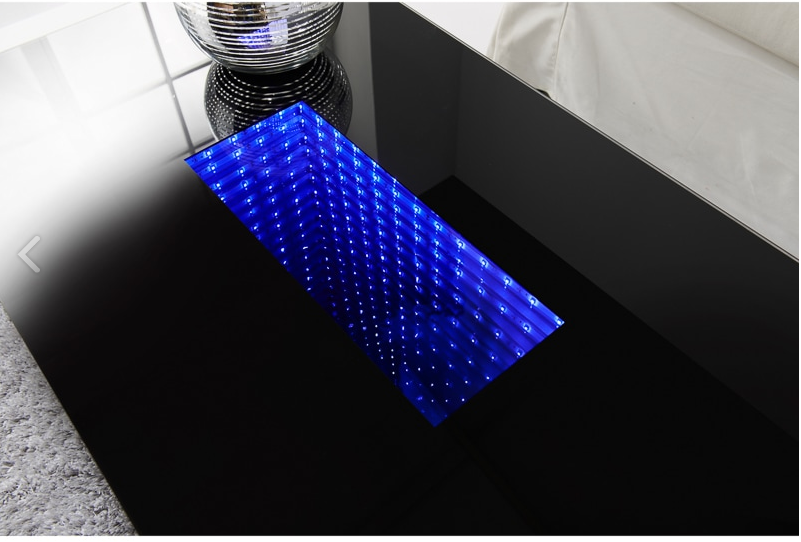 LED High Gloss Coffee Table Glass Table Top Living Room Furniture