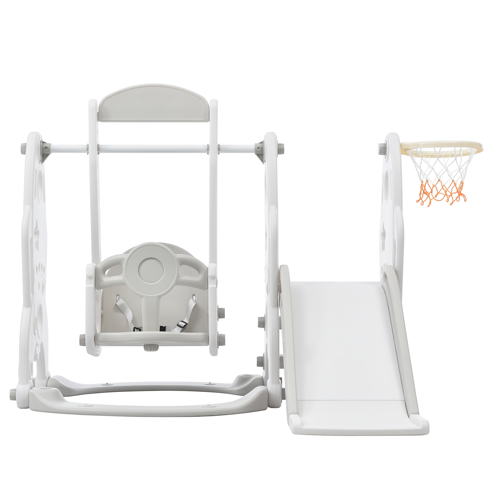 4 in 1 Kids Swing & Slide Set Toddler Baby In/Outdoor Climber Basketball Hoop HT