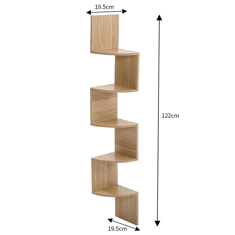 3/5 Tier Wood Floating Shelf Corner Wall Mounted Storage Display Shelf Bookcase