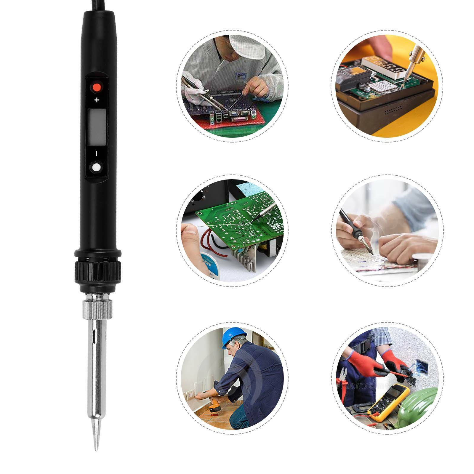 80W LCD Digital Adjustable Temperature Electronics Soldering Welding Iron Kit UK