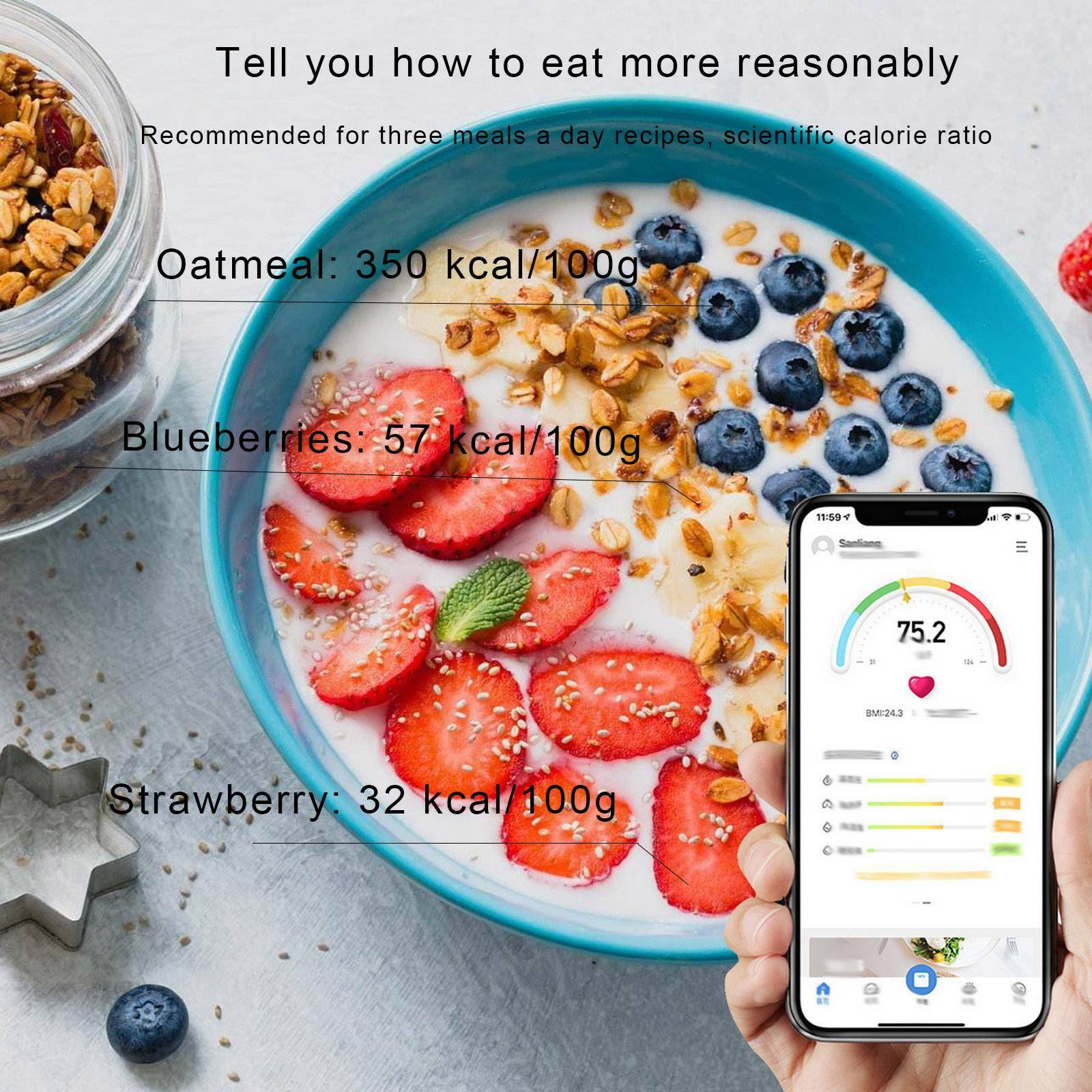 Bluetooth Scale Body Fat Scales BMI Bone Weighing Smart App For iOS Android