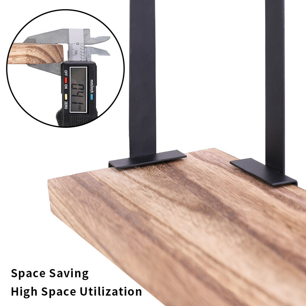 3 Tiers Rustic Solid Wooden Rack Wall Hanging Metal Shelf Storage Adjust Design