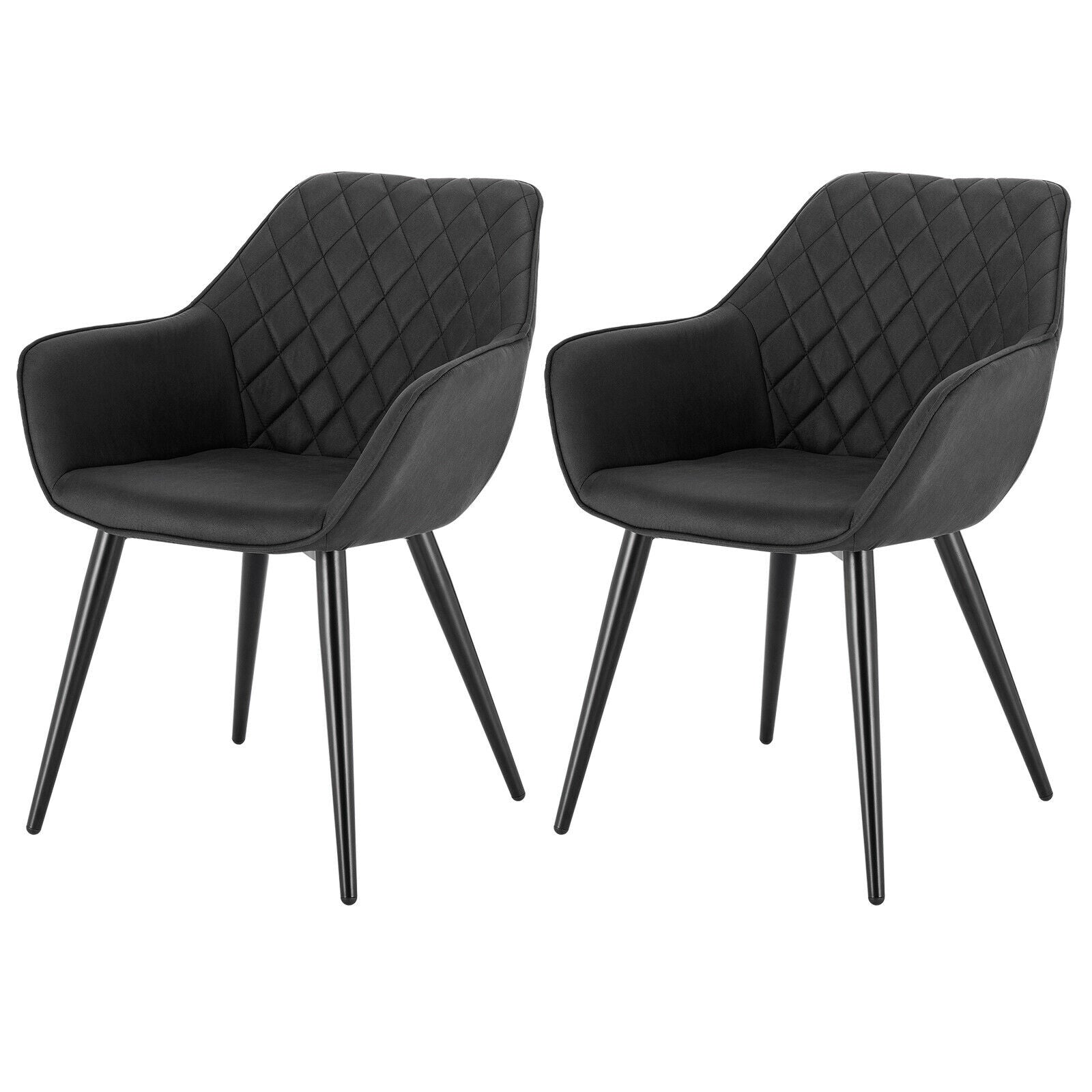 2x Kitchen Dining Chair Lounge Living Room Corner Chair with Fabric Metall