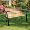 3 Seater Wooden Bench Iron Frame Outdoor Garden Porch Patio Park Chair Furniture
