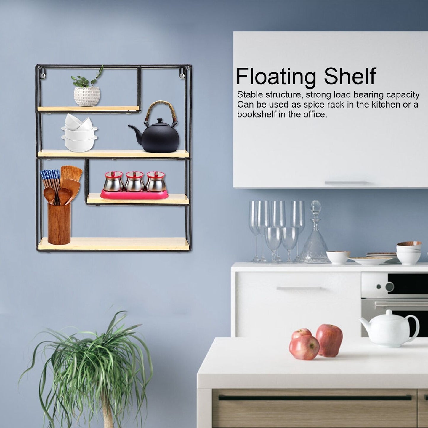 Industrial Shelf Wall Mounted Shelving Storage Bookshelf Plant Display Rack Unit