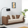 3 Seater Brown Beige Leather Fabric Sofa Armchair Couch with Footstool Option