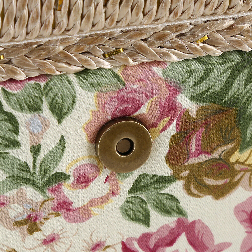 Home Fabric Craft Home Sewing Accessories Basket Box With Handle Floral Print