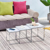 3 Pcs Nest of Table Side Beside Sofa Nested Table Living Room White Marble Vein