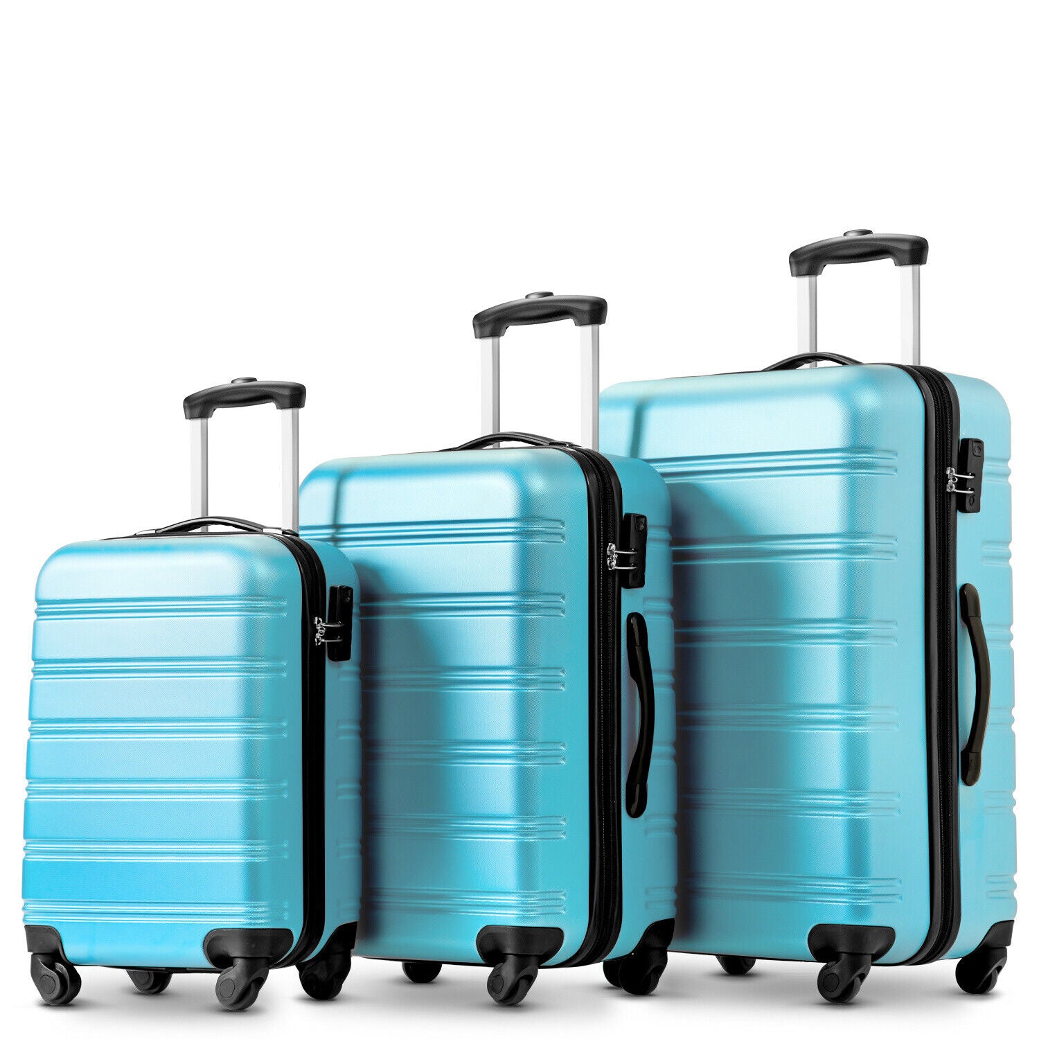 20 24 28 Inch Suitcase Set Large Hard Shell Cabin Hand Travel Luggage ABS Blue