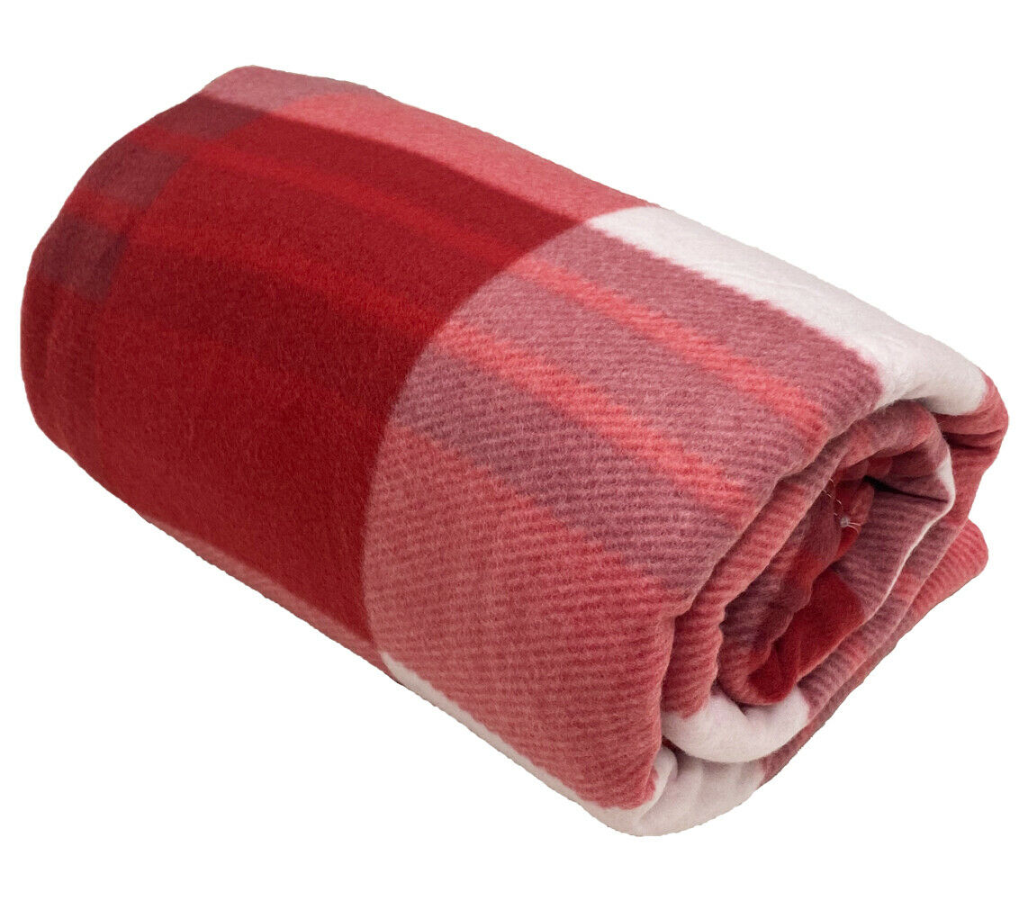 Tartan Fleece Throw Soft Warm Check Sofa Home Bed Blanket Car Travel Large Cover