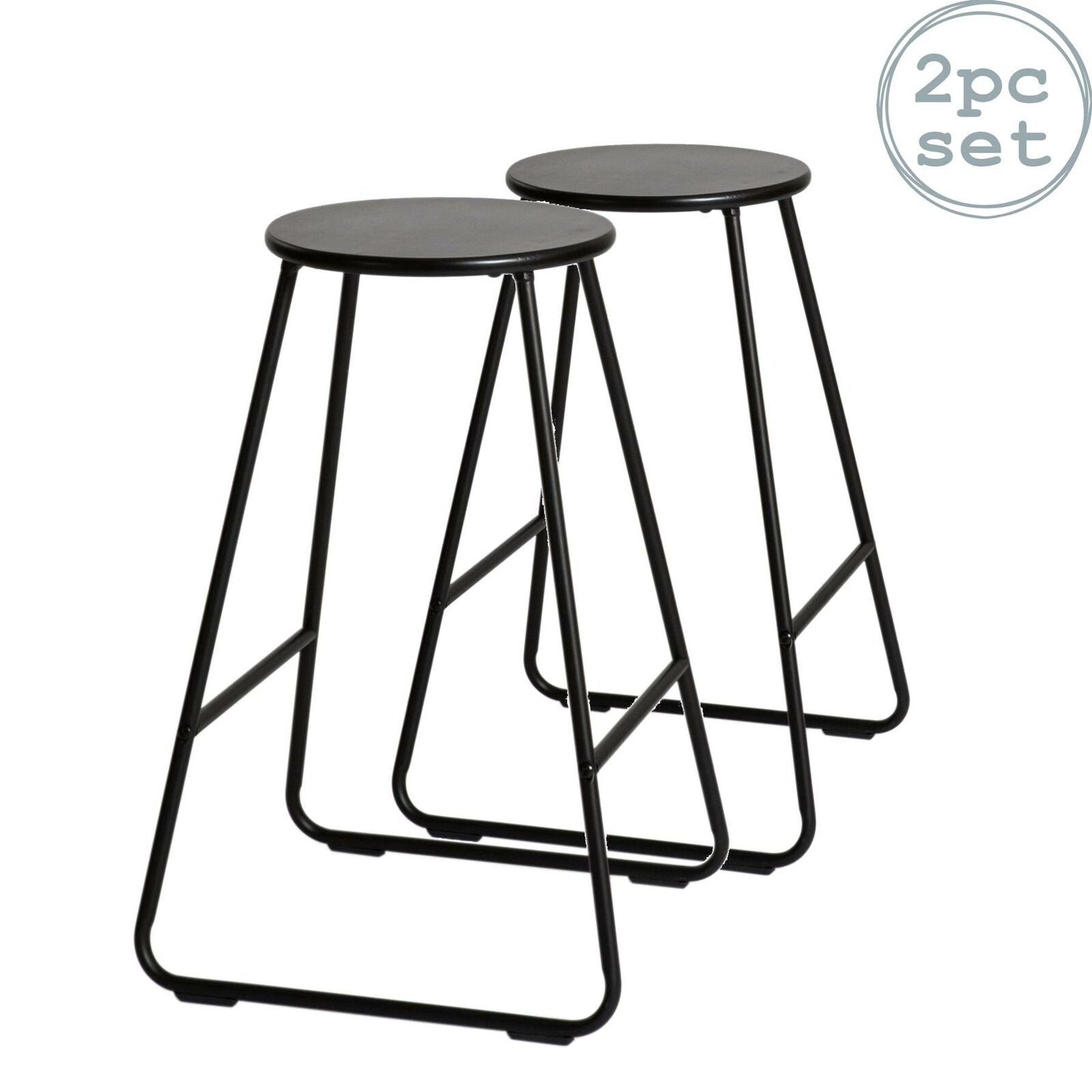 2x Wooden Bar Stools Breakfast Kitchen Island Counter Dining Chair Black / Black