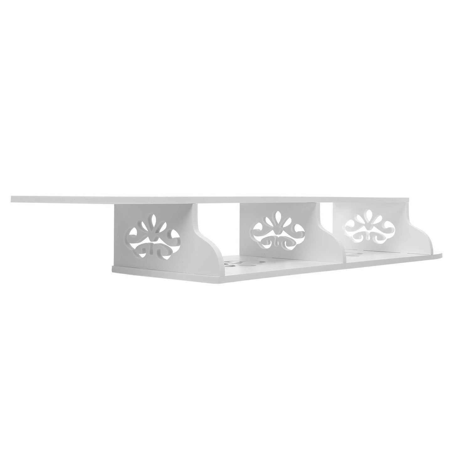 Hollow Carved 2 Tier Floating Wall Shelves for TV CD DVD Bookcase Storage Unit