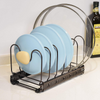 Adjustable Kitchen Cabinet Pantry Pan and Pot Lid Organizer Rack Holder Brown