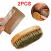 Gents Mens Boar Bristle Shaving Moustache Beard Brush And Comb Set Kit Wooden