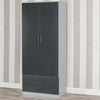 Tall Wooden 2 Door Wardrobe With 2 Drawers Bedroom Storage Hanging Bar Clothes