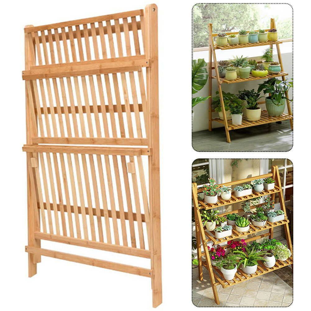 3 Tier Flower Plant Pot Shelf Stand Display Ladder Garden Rack Step Style Wooden