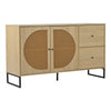 Rattan Sideboard Storage Cabinet Wooden Side Cabinet with 2 Doors 2 Drawers HT