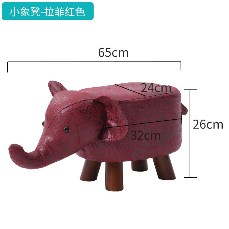 Animal Shape Ottomans Footstools Padded Cushion Rest Seat Wood Footstools Red