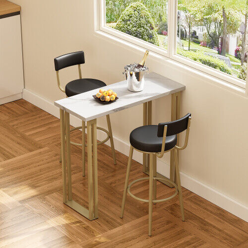 Bar Table and 2 Stools Set Breakfast Counter Height Kitchen Dining Room HT