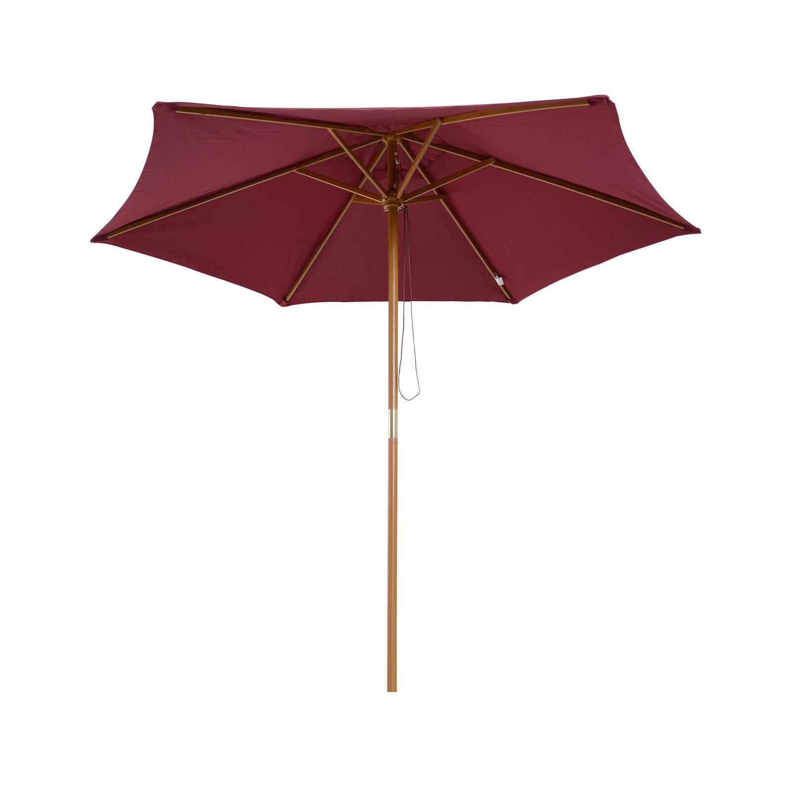2.5m Wooden Garden Parasol Sun Shade Patio Outdoor Umbrella Wine Red