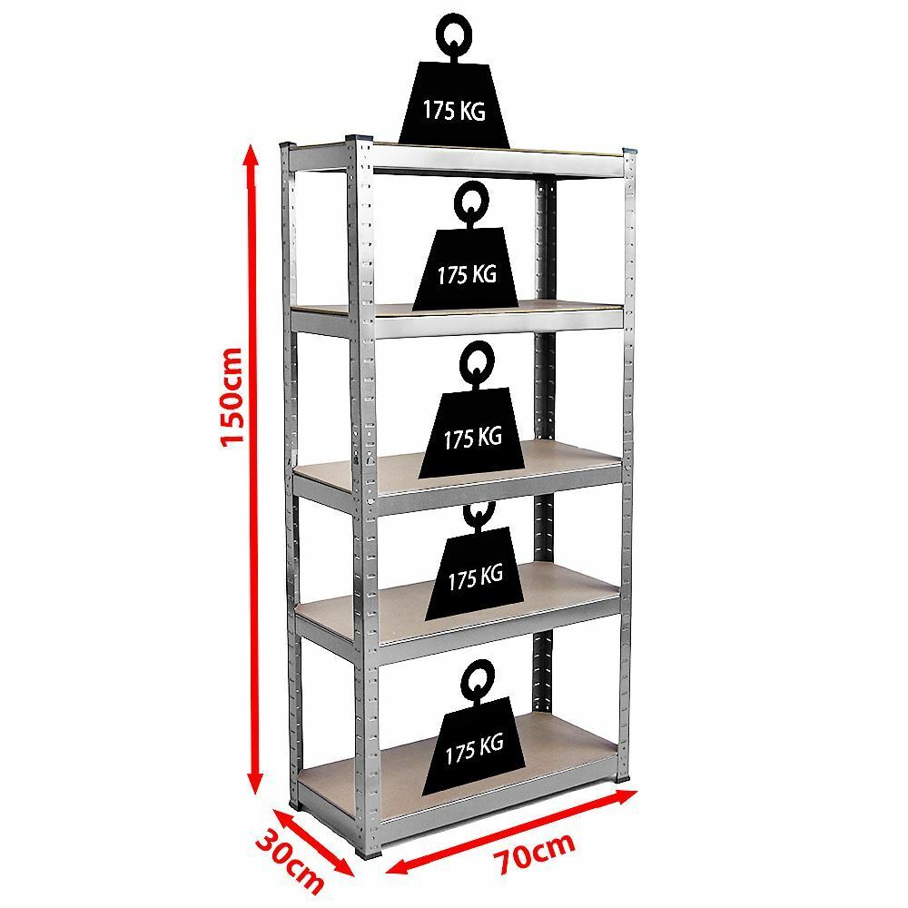 5 Tier Shelf Shelving Unit Racking Boltless Industrial Garage Storage Shelves