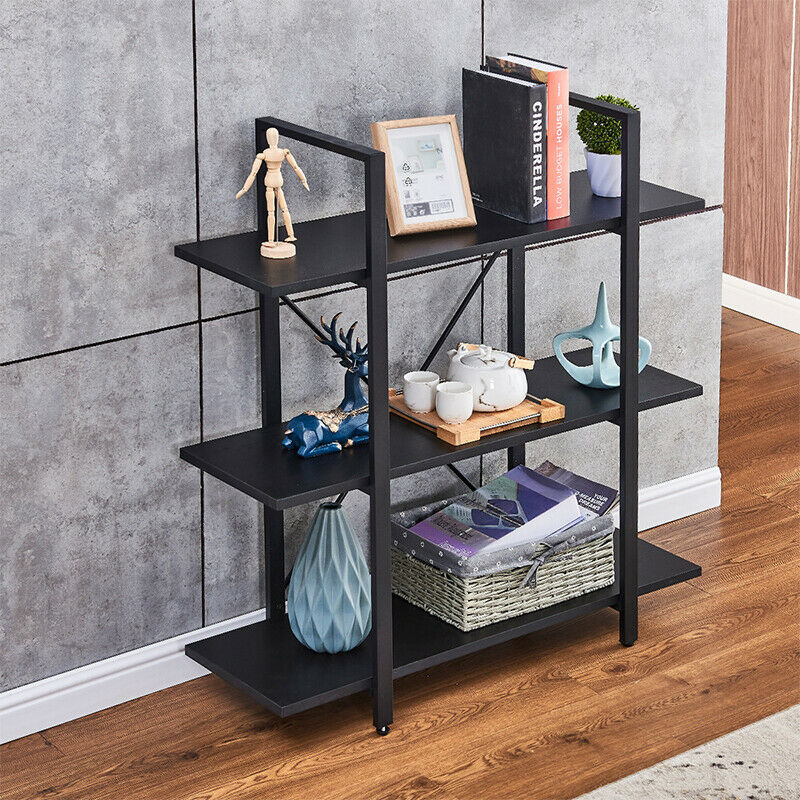 3 Tiers Bookshelf Bookcase Industrial Book shelves Display Unit Living Room Home