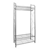3 Tiers Clothes Rail Rack Garment Dress Hanging Display Stand Shoe Rack Storage (Black)
