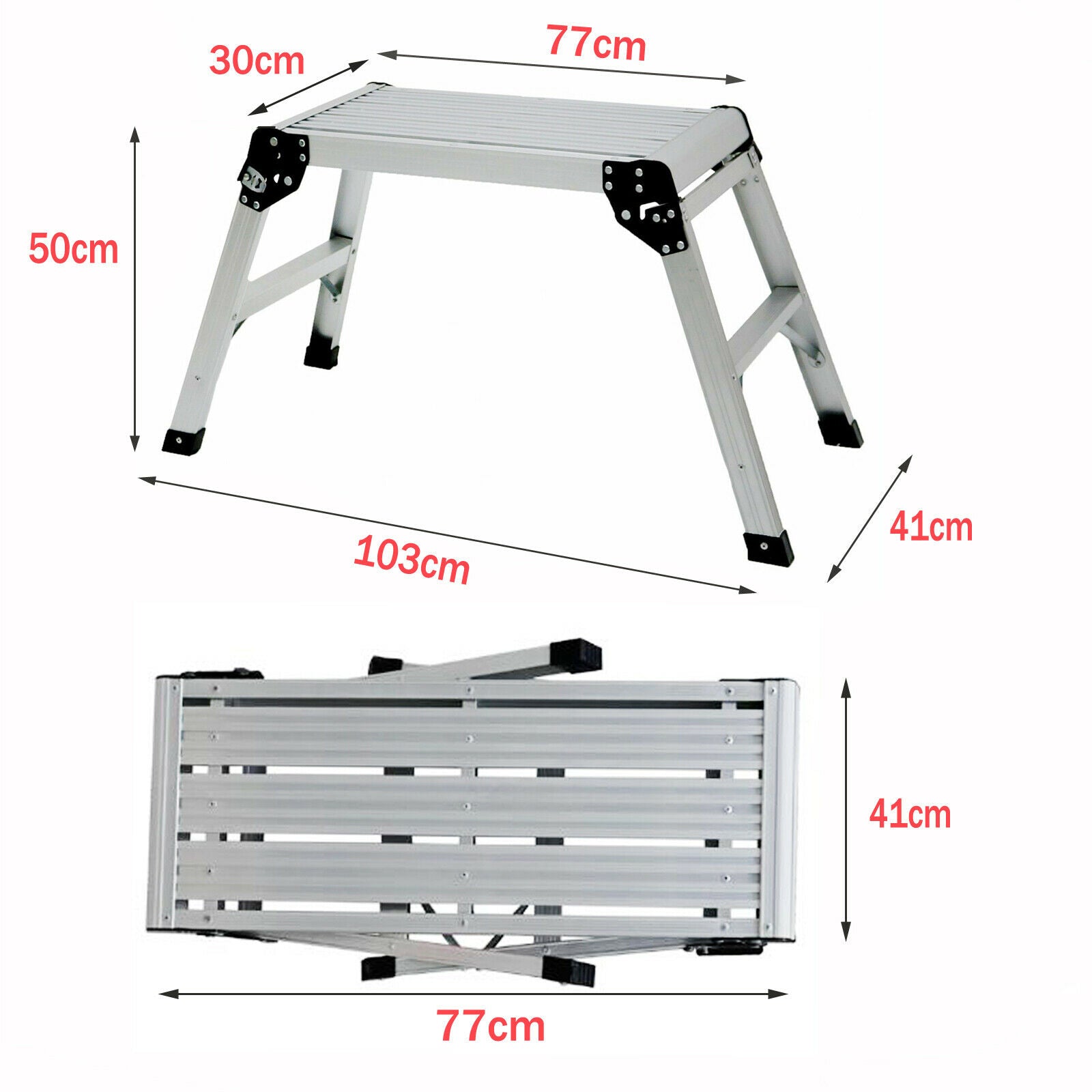 New Folding Aluminium Work Platform Step Up Bench Ladder UK
