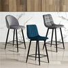 2× Velvet Breakfast Bar Stools Soft Padded Seat Kitchen Pub Modern Grey / Blue