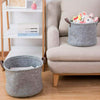 Grey Felt Storage Basket Bin with Handle Bedroom Closet Clothing Toy Storage UK