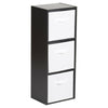 3 Tier Black Bookcase Wooden Display Shelving Unit & Fabric Storage Box