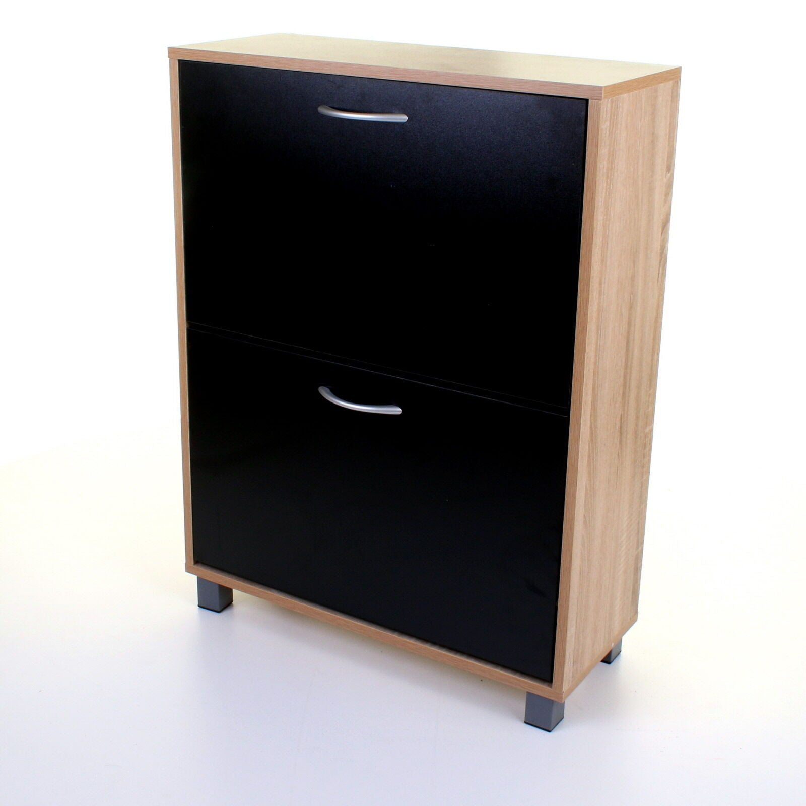 WOODEN SHOE STORAGE CABINET RACK 2 DRAWER CUPBOARD FOOTWEAR SHOE STAND RACK UNIT